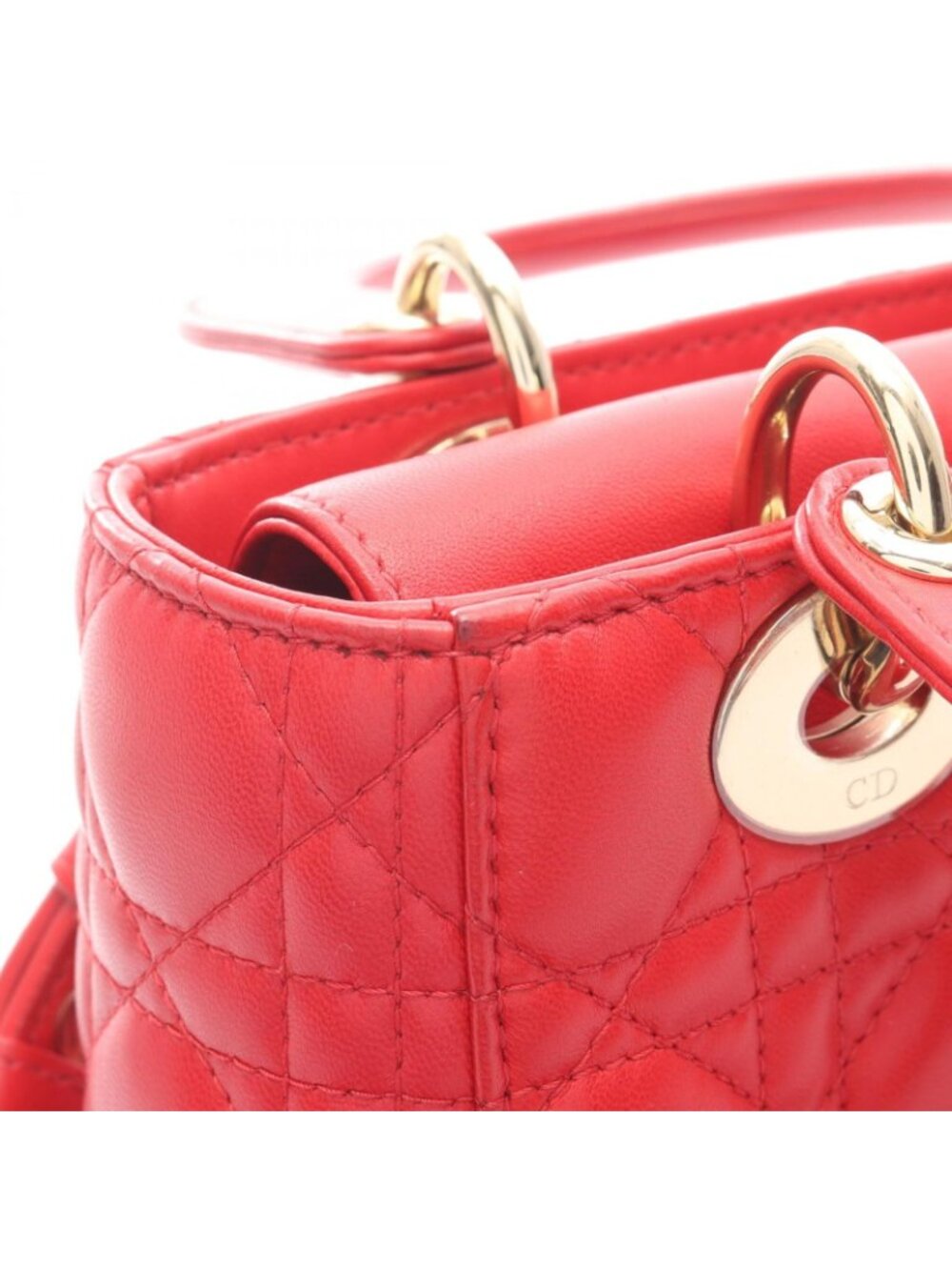 Dior Handbag Lady Dior MY Abcdior 2-Way Red Leather Cannage Tote Small - Picture 12 of 12